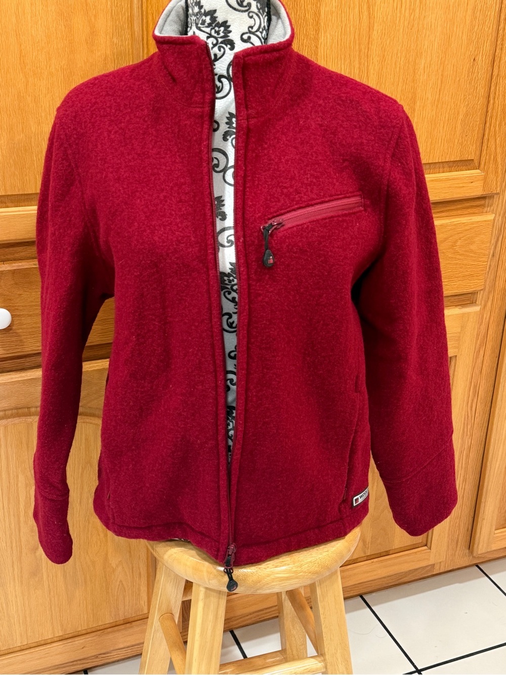 Woolrich Women’s M Ruby Red 100% Wool Full Zip Outdoor Jacket